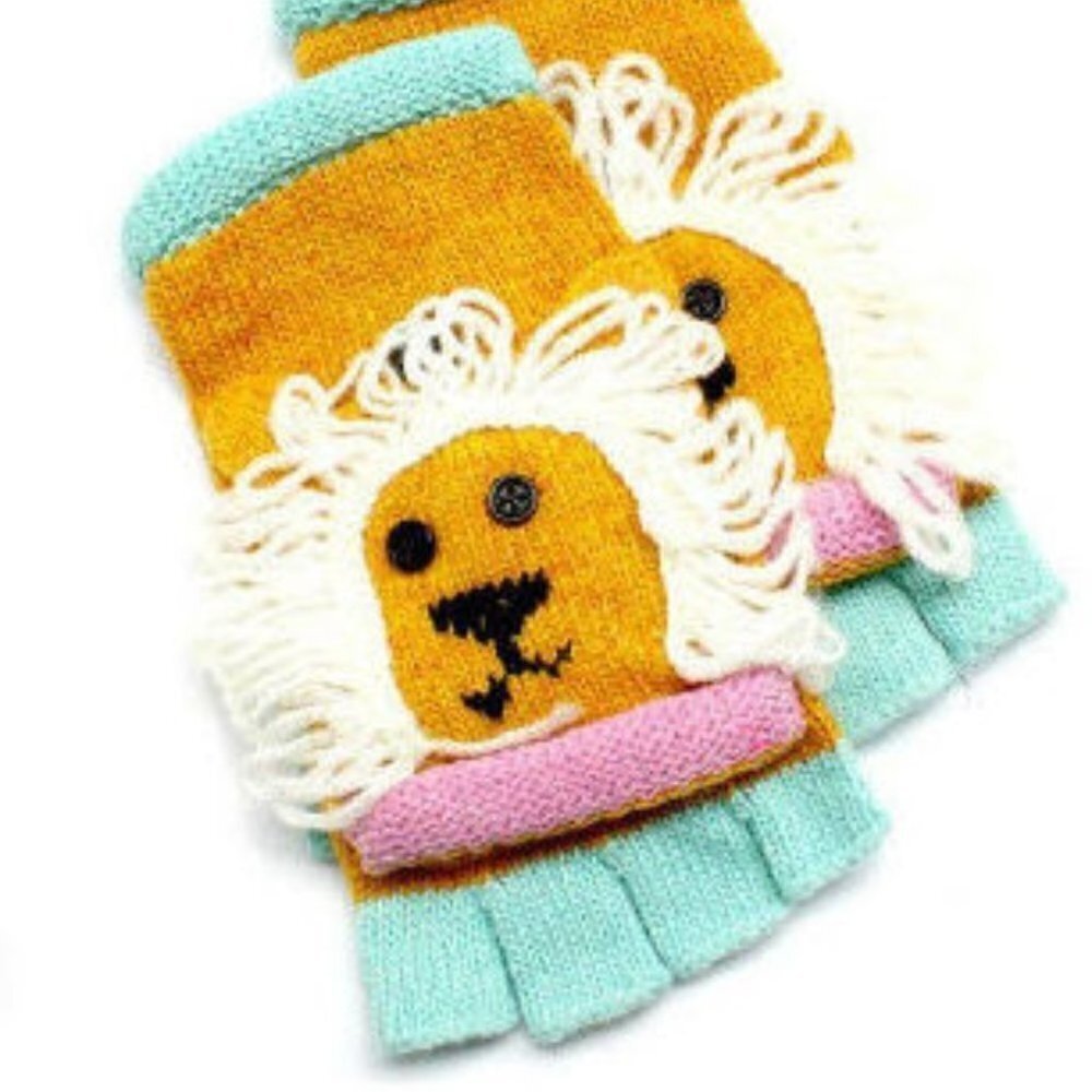 D & Y Womens Kids Knot Winter Hand Gloves Flip Top Glomitt Wool Blend Mittens